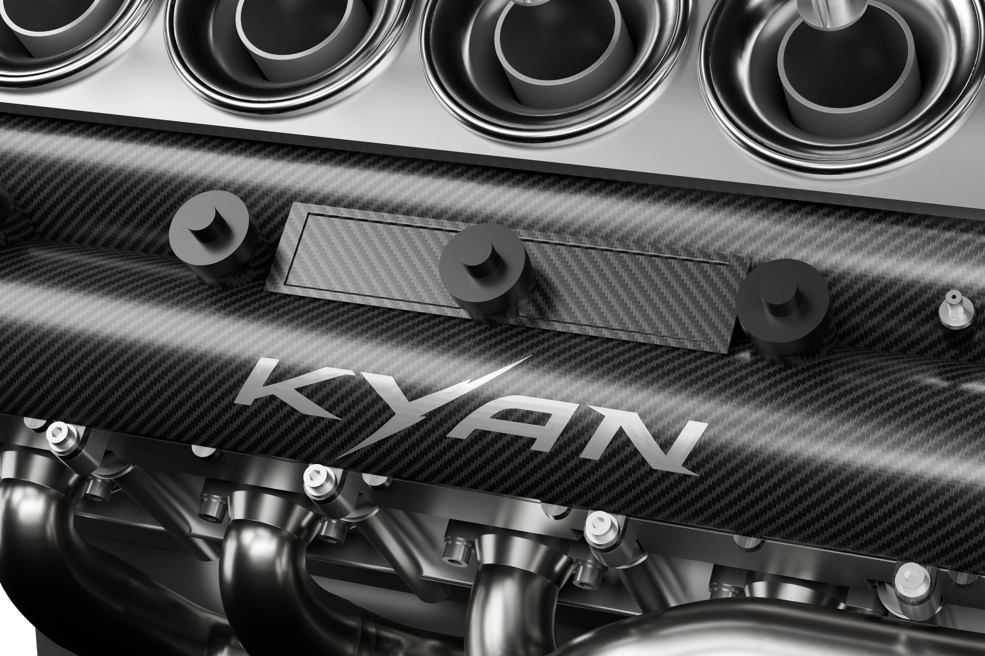 KYAN lettering across the woven carbon cam cover